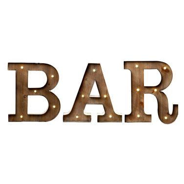 Light Up BAR Letters Rustic Wood Metal