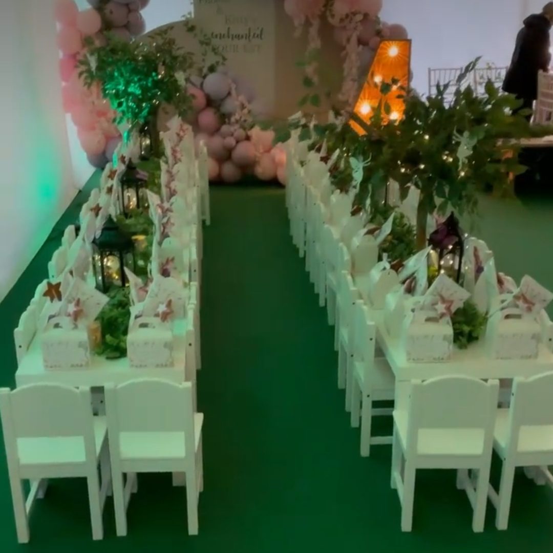 Kids Fairy Party - White Table & Chair Hire