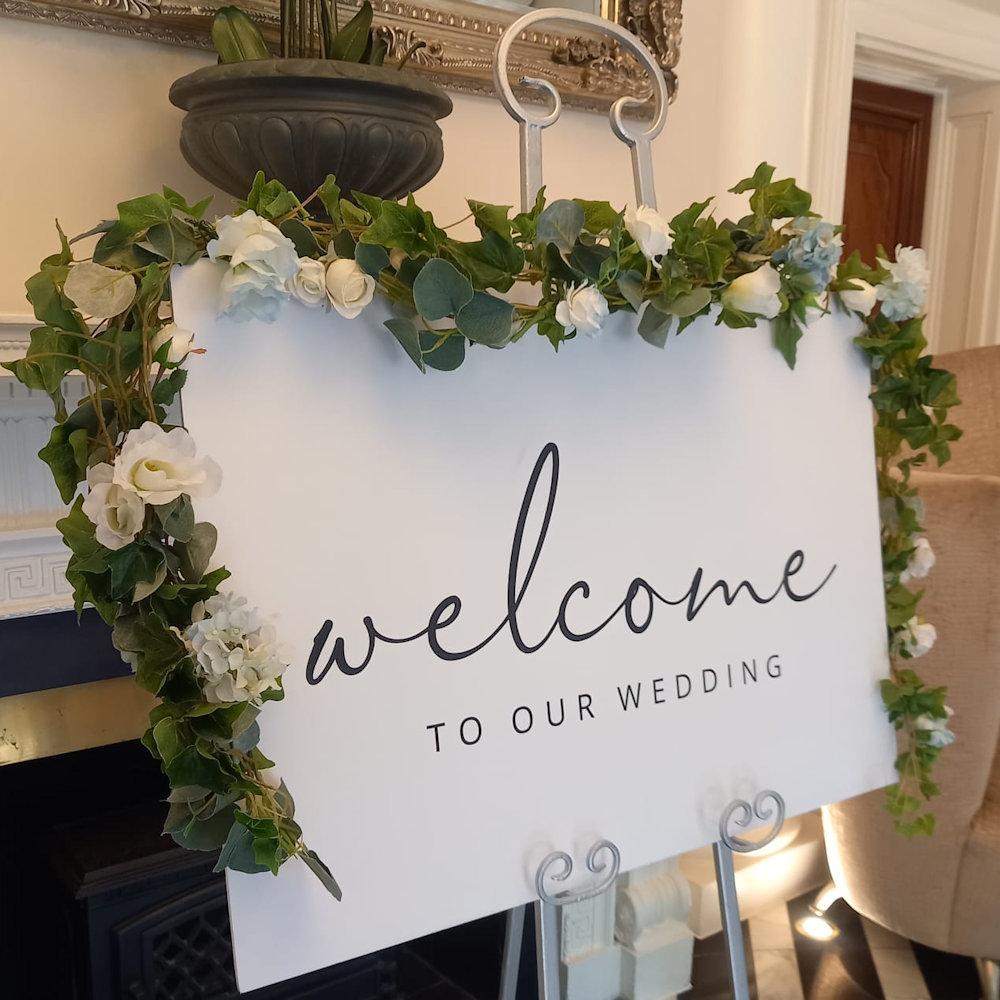 Welcome to our Wedding Sign White Hire - Image 3