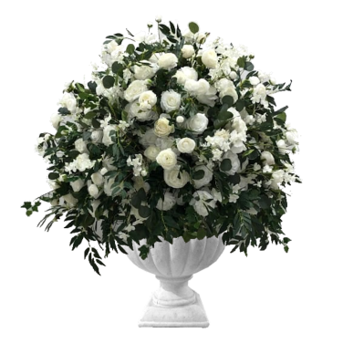 1m Messy SIlk Flower Ball in white urn