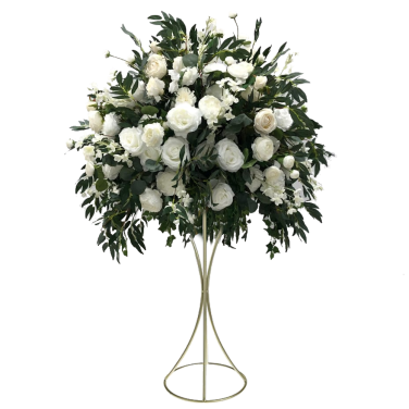 65cm Messy SIlk Flower Ball on Metal Hourglass Waisted Stand