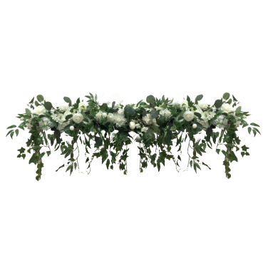 Table Runner Messy Natural Over Hanging White Green