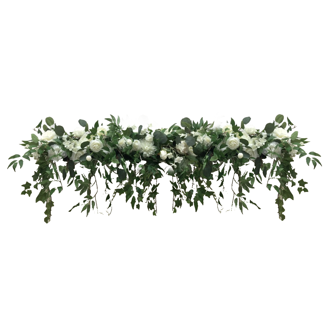 Table Runner Messy Natural Over Hanging White Green