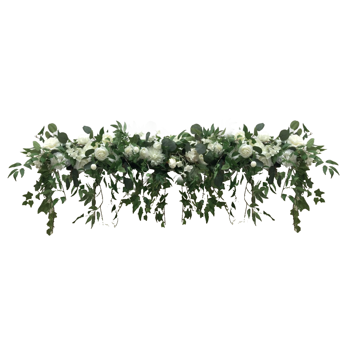Table Runner Messy Natural Over Hanging White Green