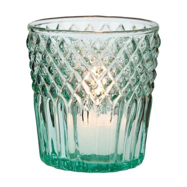 Aqua Mint Green Diamond Cut Top Tea Light Holder Hire