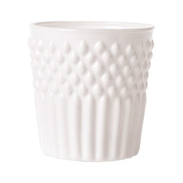 White Diamond Cut Tea Light Holder Milk Glass