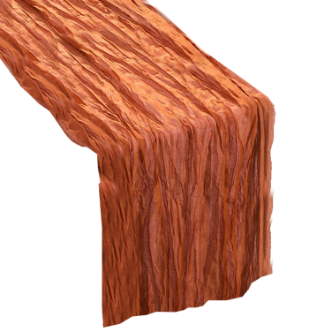 Rust Burnt Orange Cheesecloth runner hire