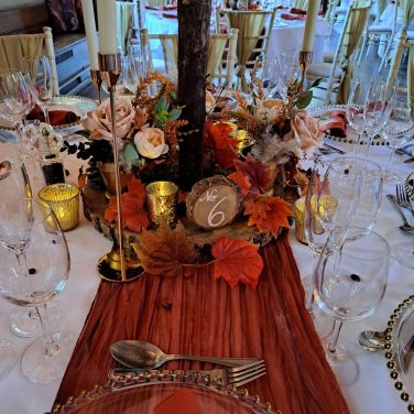 Rust Burnt Orange Cheesecloth runner hire