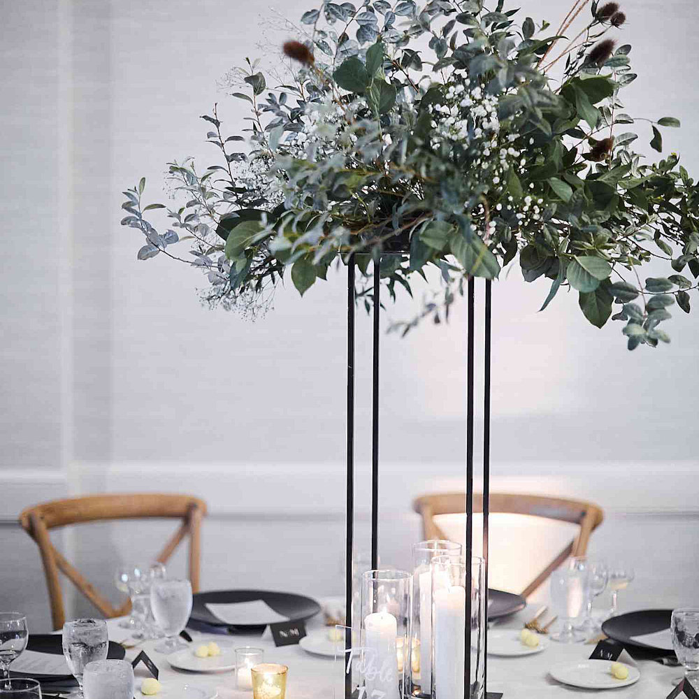 Black Rectangular Metal Flower Stand Hire