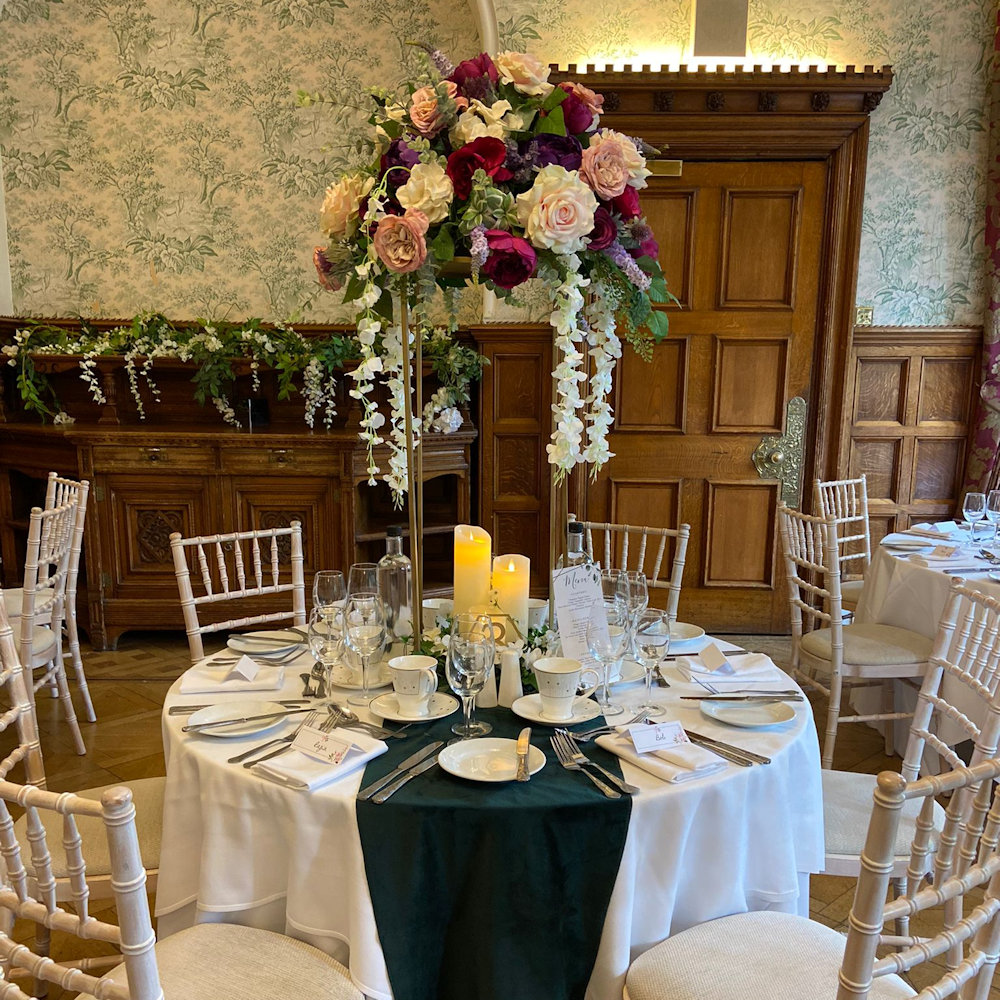 Dark Bottle Green Velvet Runner Hire