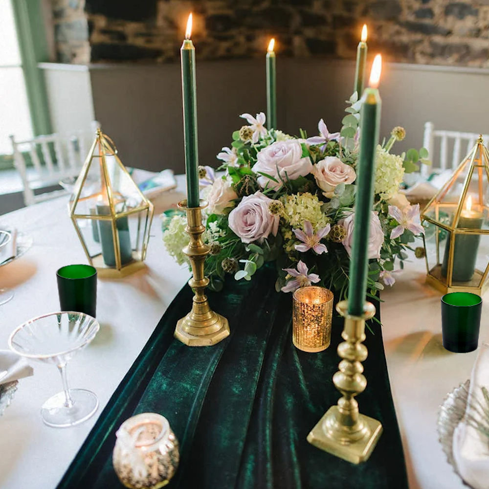Dark Bottle Green Velvet Runner Hire