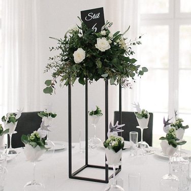 Black Rectangular Metal Flower Stand Hire