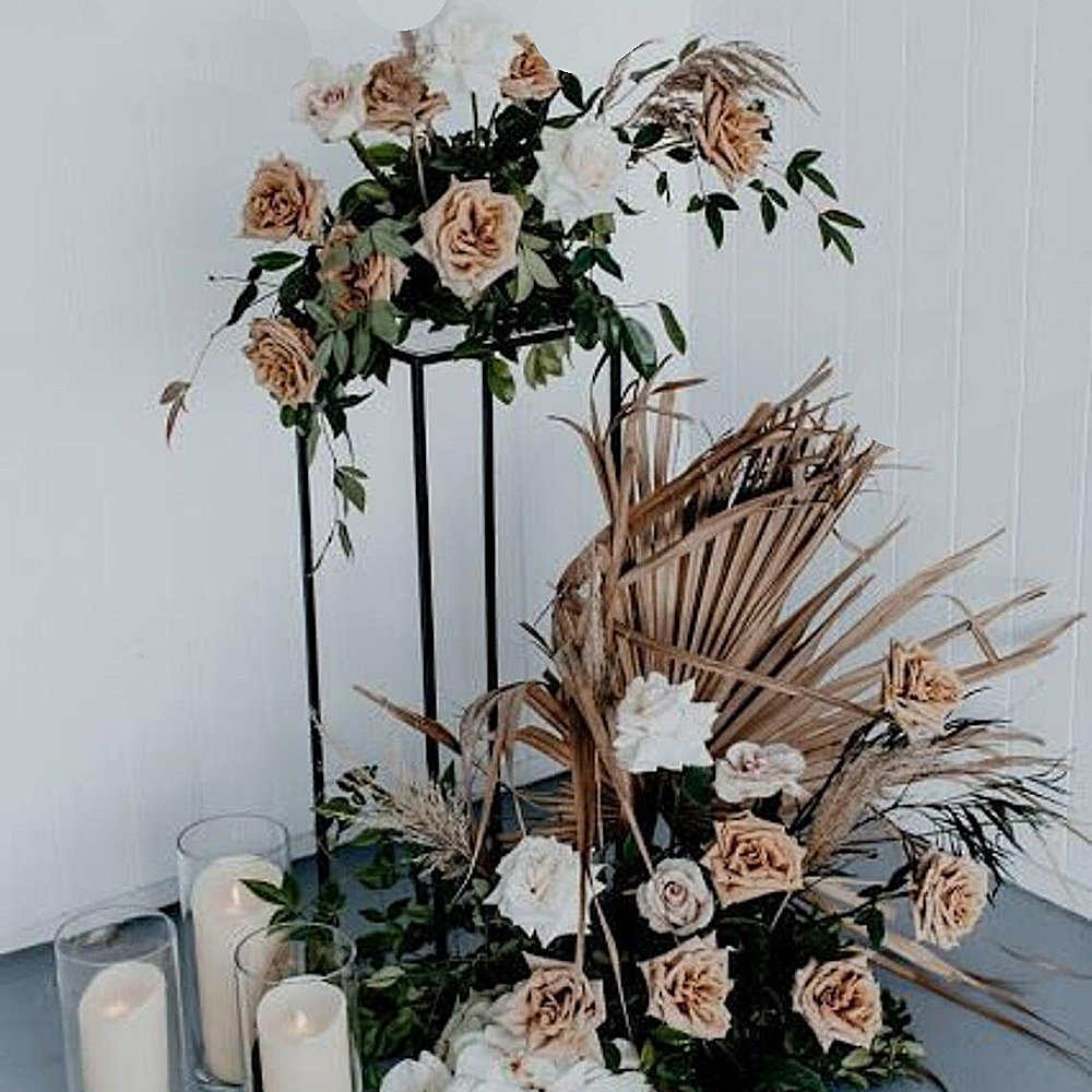 Black Rectangular Metal Flower Stand Hire