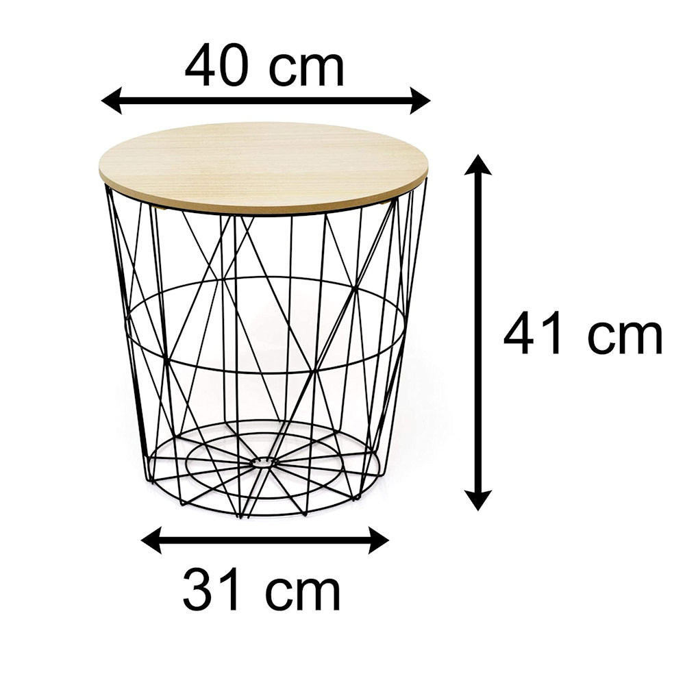Wire Geometric Basket Style Coffee Table with Wooden Top Hire