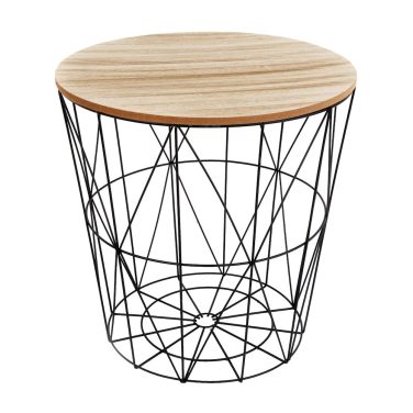 Wire Geometric Basket Style Coffee Table with Wooden Top Hire