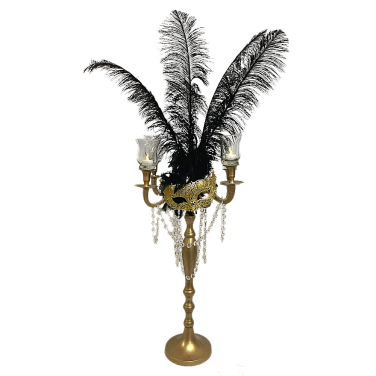 Candleabra Mask Centrepiece Gold Black