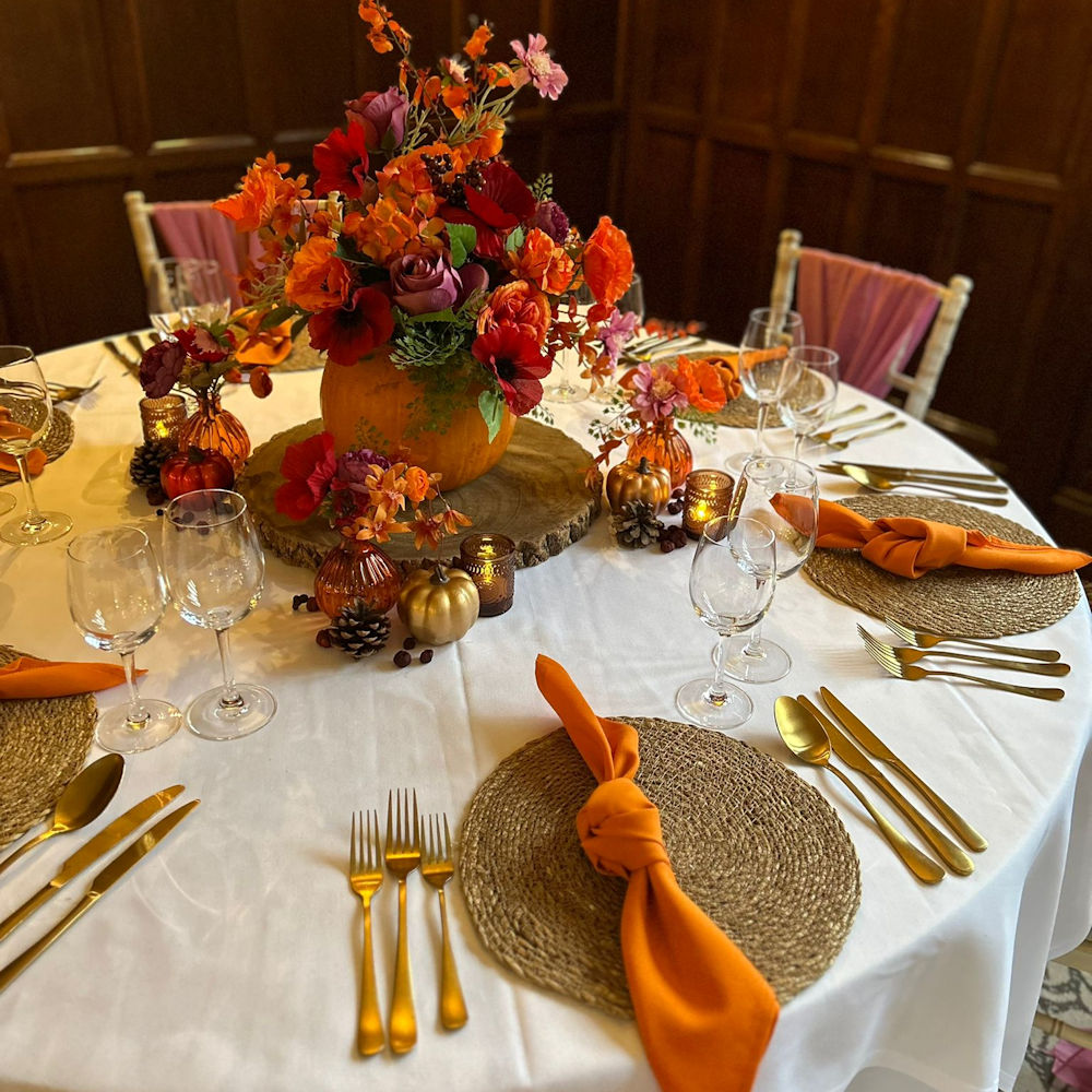 Rattan grass boho woven place mat placemat hire rent event wedding party Orange napkin