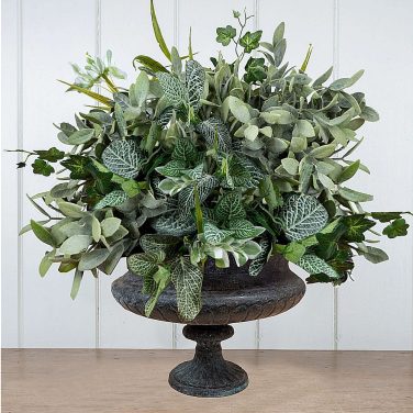 Small Metal Urn with Foliage