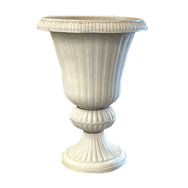 Tall Fluted Grecian Plastic Urn Removeable Foot White