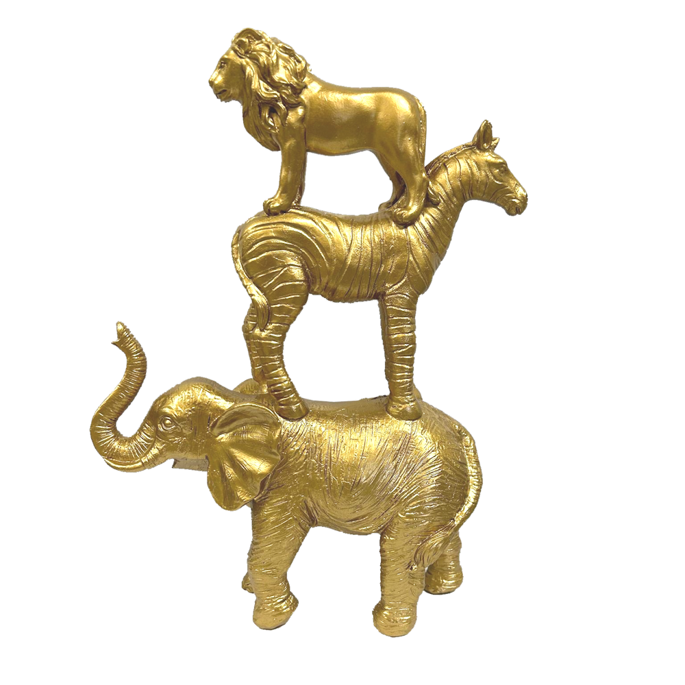 3 Gold Animals in a Stack BM 10 (25cmx20cmx5cm)