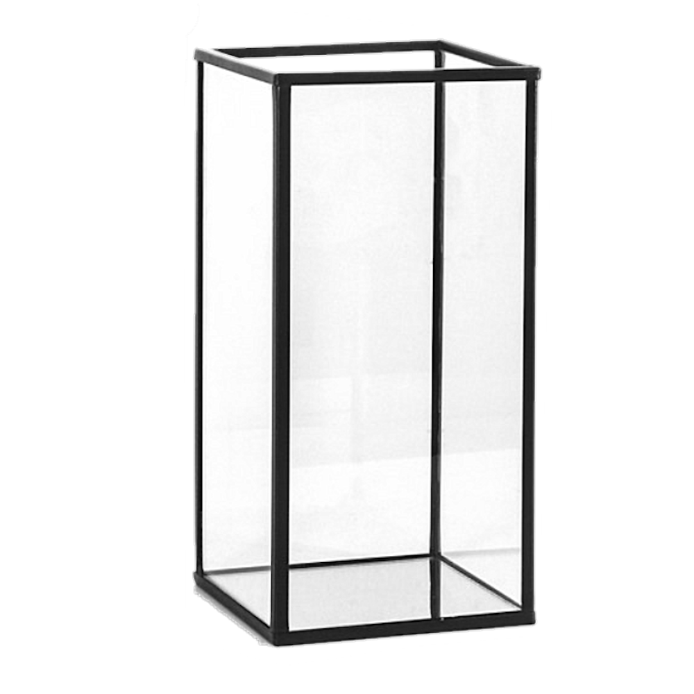 Black Metal Frame Windlight Lantern Candle Boxes to Hire