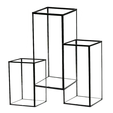 Black Metal Frame Windlight Lantern Candle Boxes to Hire