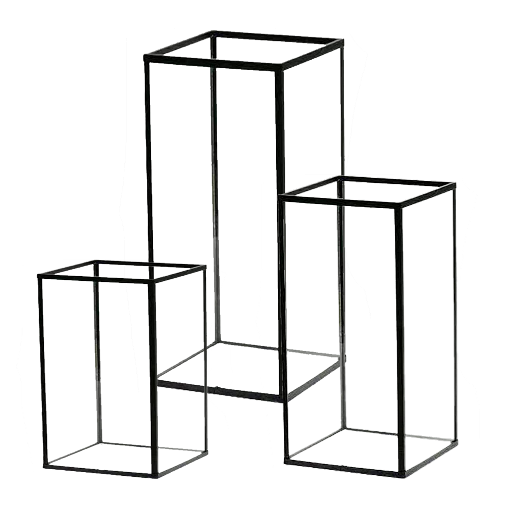 Black Metal Frame Windlight Lantern Candle Boxes to Hire