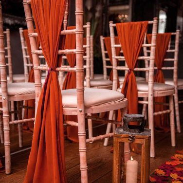 Rust Burnt Orange Chiffon Chair Drape