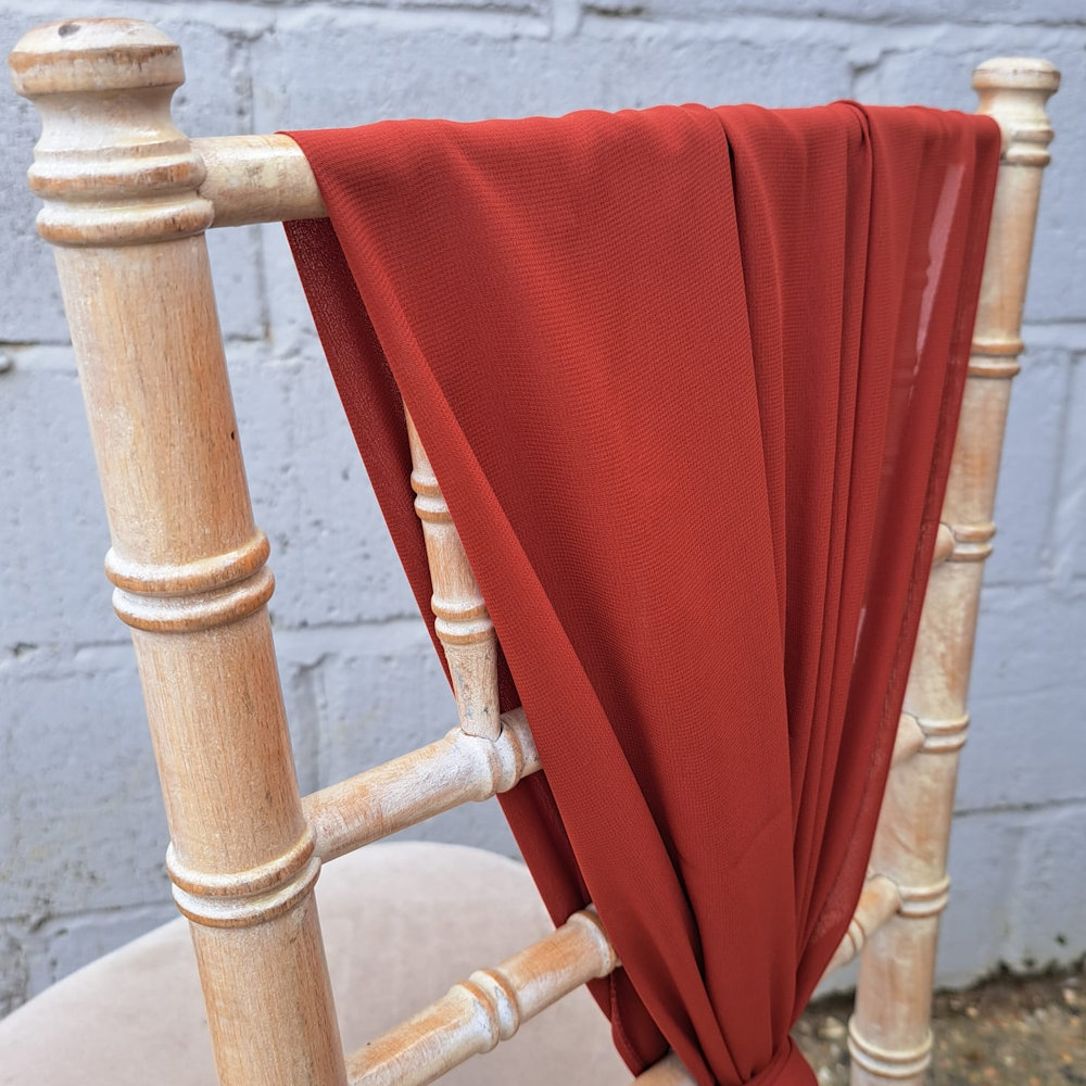 Rust Burnt Orange Chiffon Chair Drape