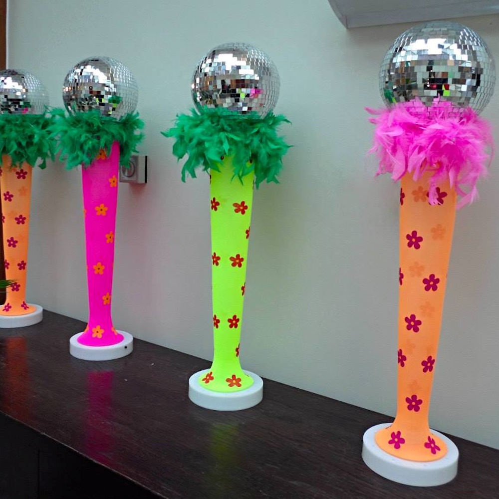 1960's Flower Power Mirror Ball Centrepieces