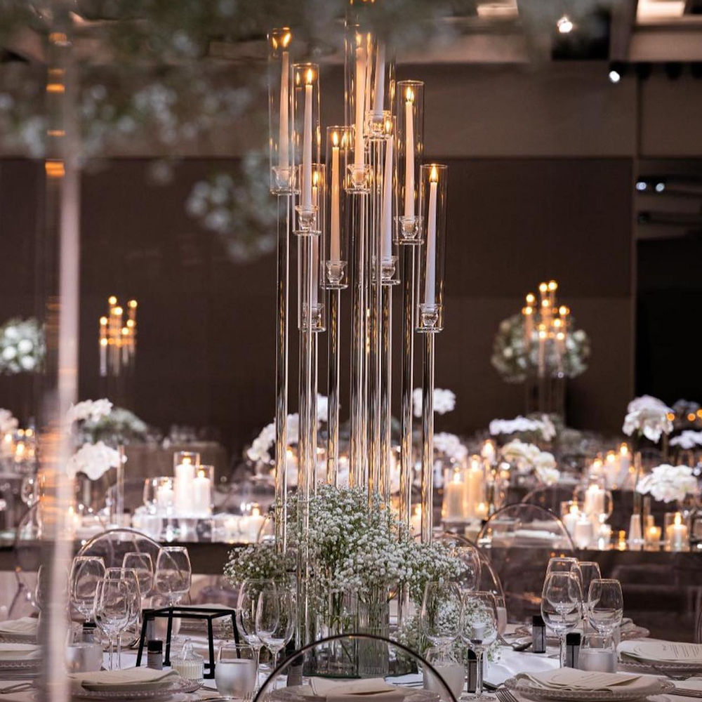 Clear Acrylic Spiral Candle Cluster Holder stand Centrepiece H 120cm, W 28cm -