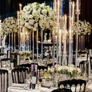 Rectangular Square Clear Acrylic Perspex Flower Centrepiece Stand Hire