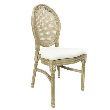 Cane Rattan Back Limewash Louis Chair Hire