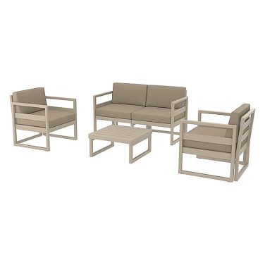 Mykonos Lounge Set Taupe Modern Outdoor Furniture Hire Rental