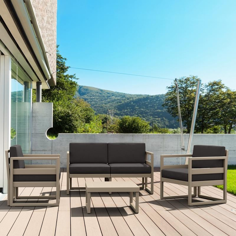 Mykonos Lounge Set Taupe Modern Outdoor Furniture Hire Rental