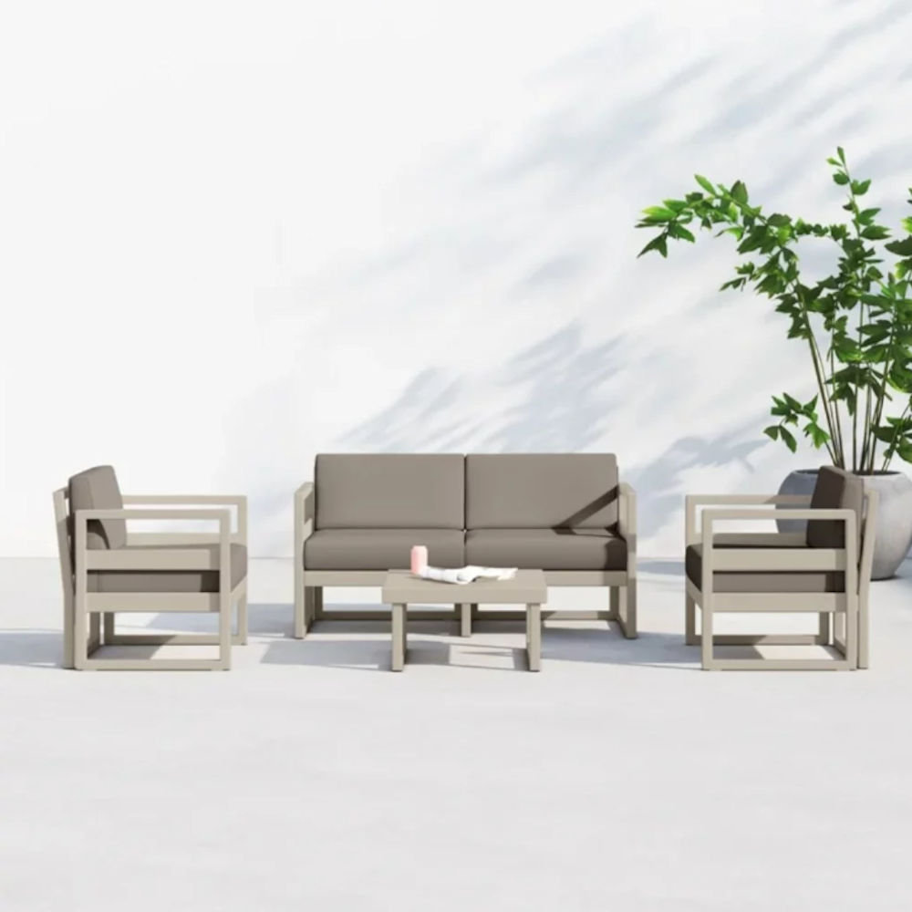Mykonos Lounge Set Taupe Modern Outdoor Furniture Hire Rental