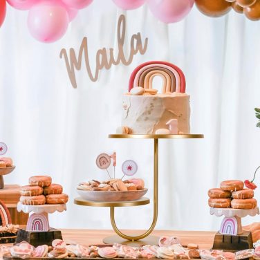 2 Tier Gold Metal Cake Stand Hire