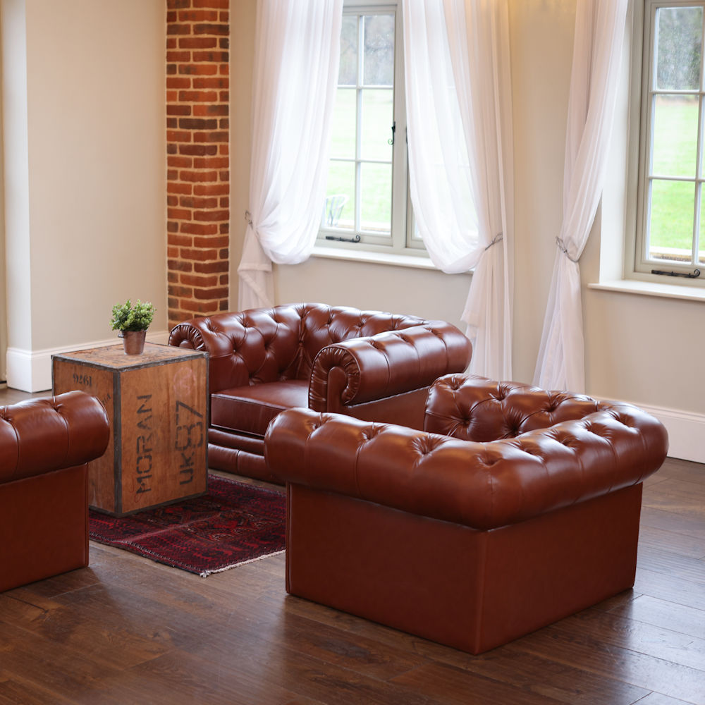 Brown Chesterfield Arm Chair Offley Vintage Boho Hire