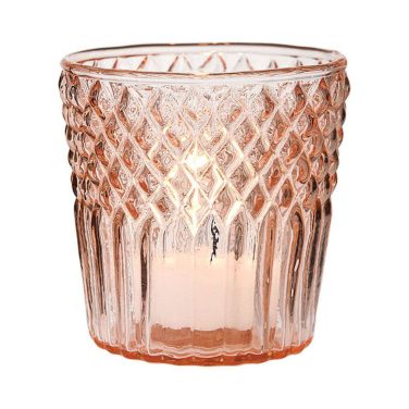 Pink Rose Vintage Diamond Cut Top Tea Light Holder Hire
