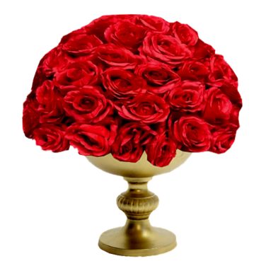 Red Roses In Gold Punch Bowl Centrepiece Hire