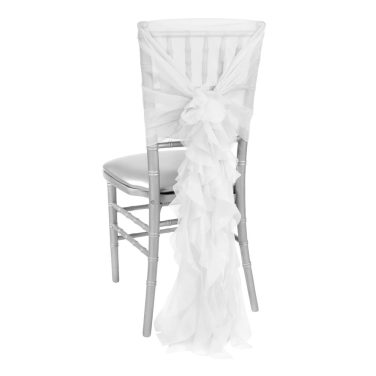 Silver Chiavari Chair White Hood with Ruffle