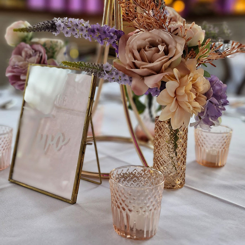 Blush Pink Pedach Mixed Style Vintage Bottles Hire