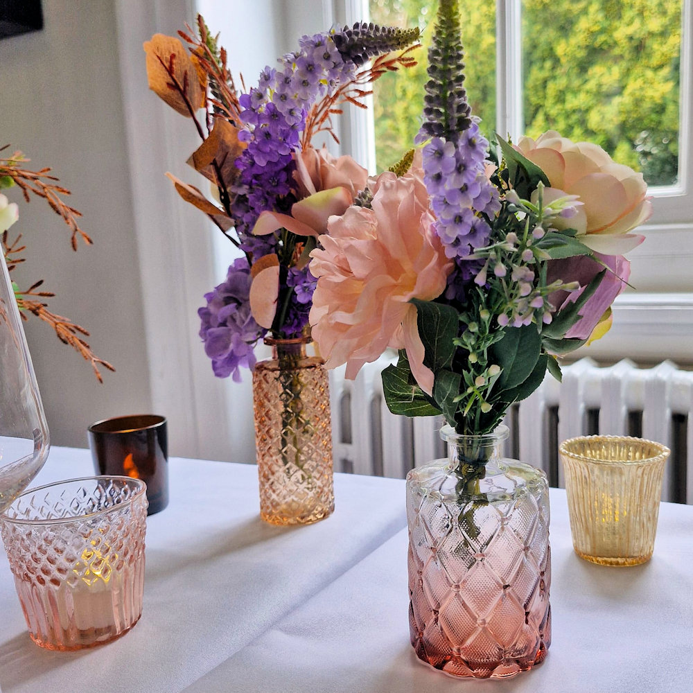 Blush Pink Pedach Mixed Style Vintage Bottles Hire