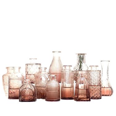 Blush Pink Pedach Mixed Style Vintage Bottles Hire