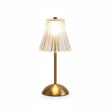Gold Battery Lamp with Clear Shade