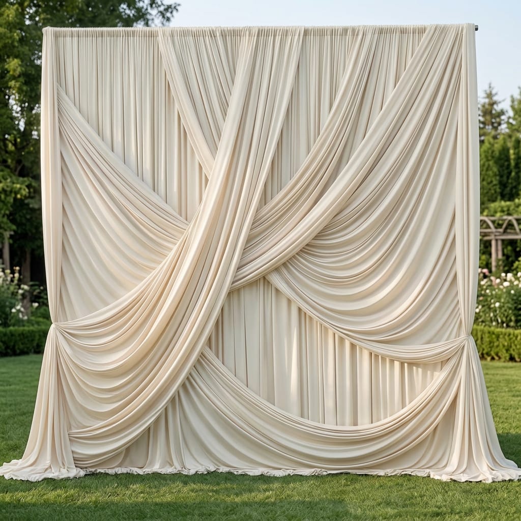 Cream Beige Stone Draped Backdrop 1