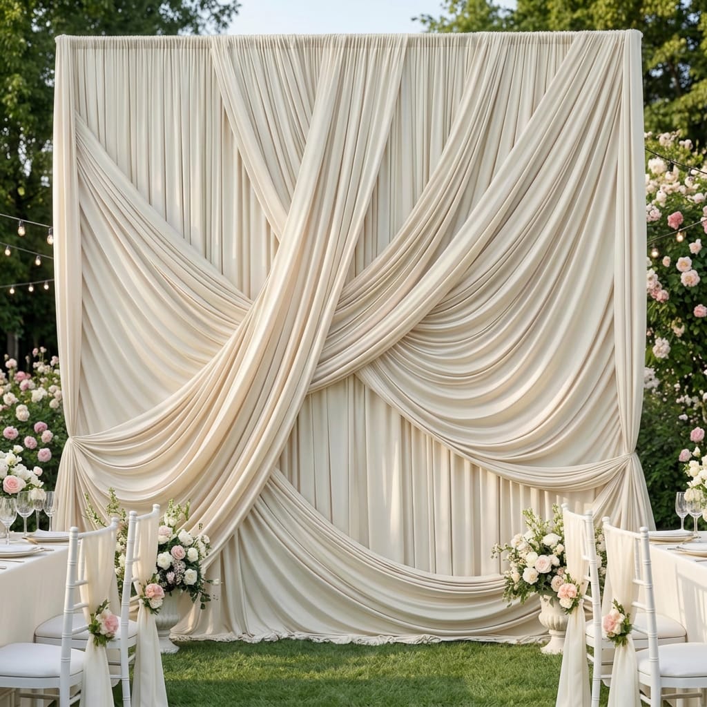 Cream Beige Stone Draped Backdrop