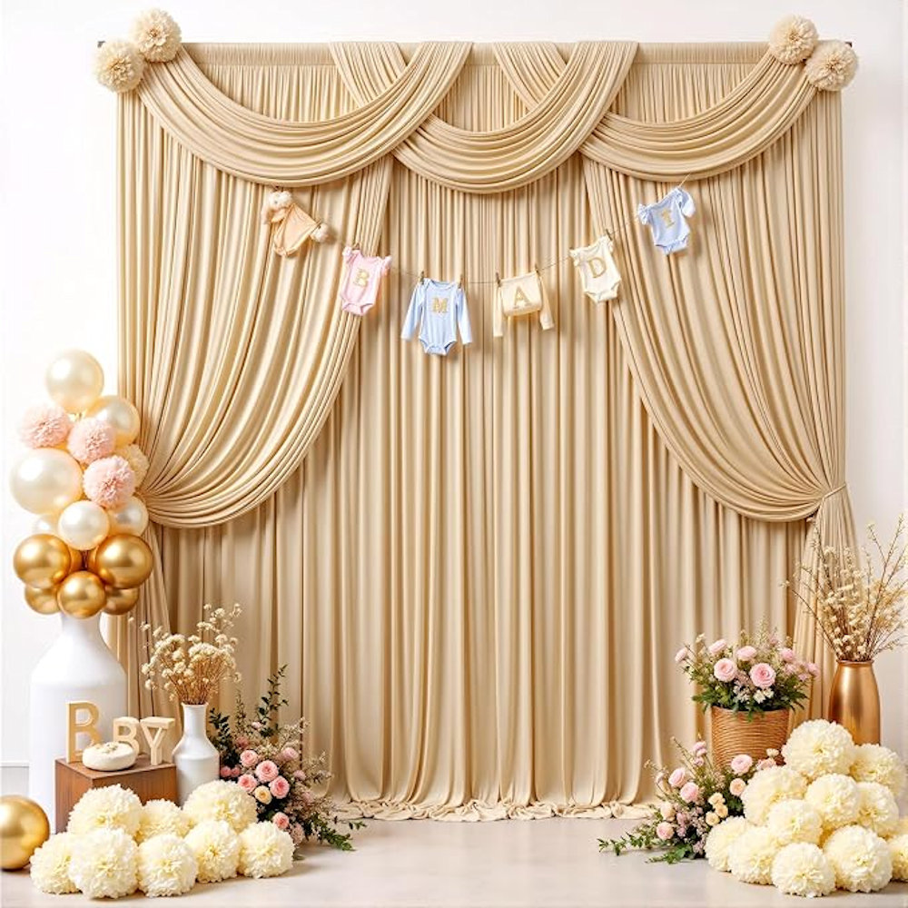 Gold Draped Backdrop Baby Shower