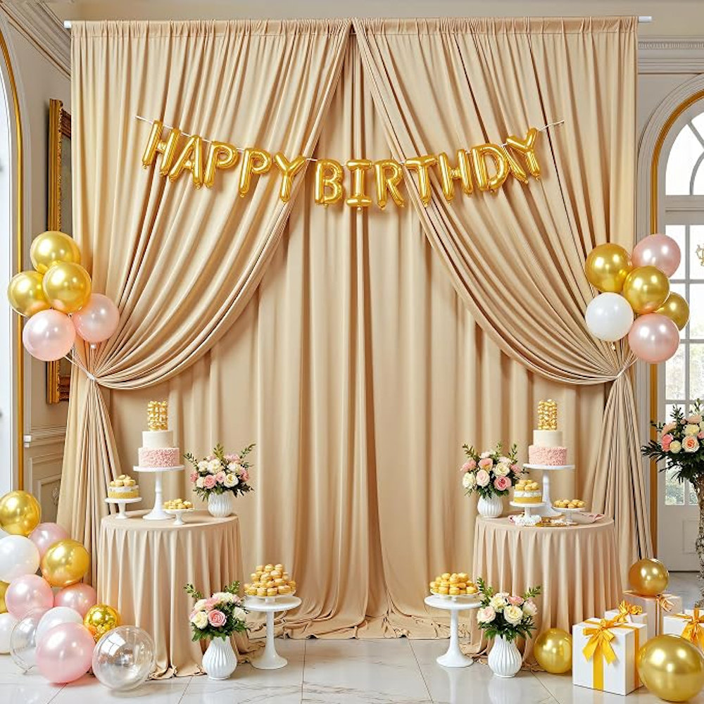 Gold Draped Backdrop Birthday